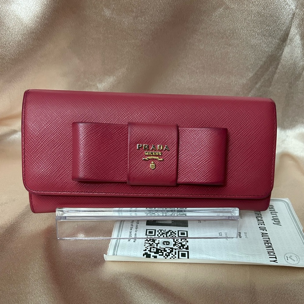 Prada Saffiano Fiocco Bow Continental Wallet